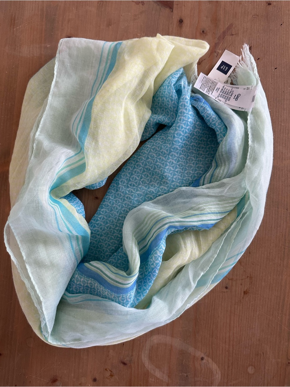 Gap Lightweight Blue & Mint Stripe Scarf by
